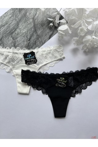 Трусики бразилиана из микрофибры и кружева Coeur Joie 2286